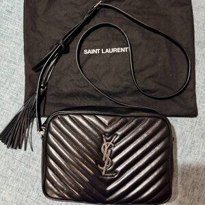 Yves Saint Laurent Black Chevron Quilted Leather Lou Camera Bag